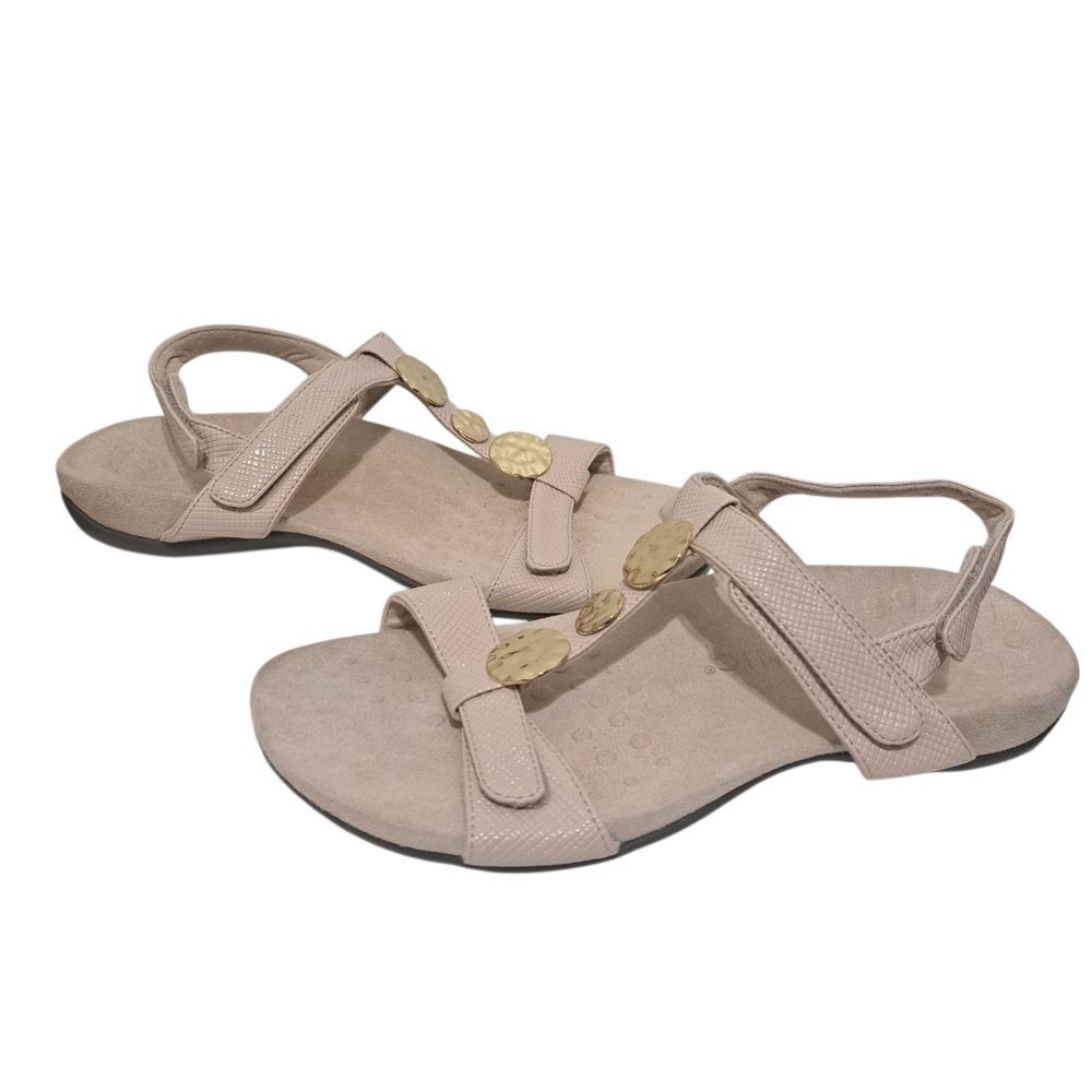 Vionic Women's Farra Lizzard Stylish Sandals With Gold Accents Light Pink Sz 10 - Picture 6 of 13